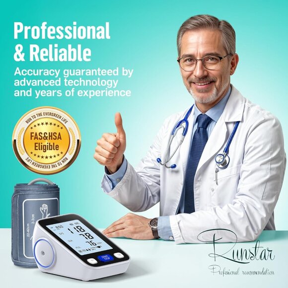 Upper Arm Blood Pressure Monitor with Wide Range Cuff (8.7'' -16.5'') for Home U - Picture 2 of 7